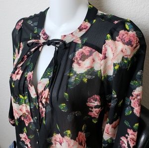 Princess Vera Wang floral 3/4 sleeve top XS